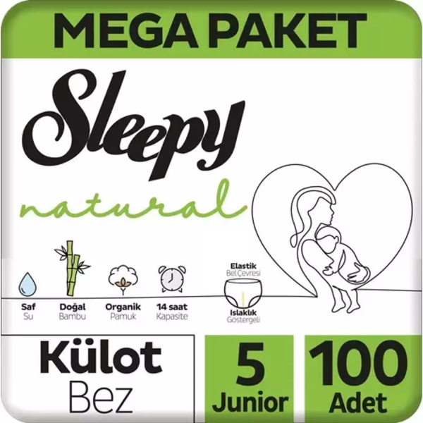 Sleepy Natural Külot Bez 5 Beden 100 Adet Bebek Bezi