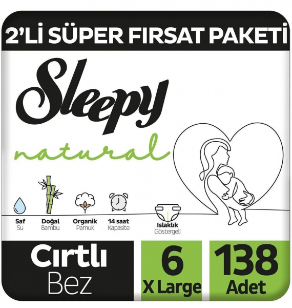 Sleepy Natural 6 Beden 138 Adet Bebek Bezi