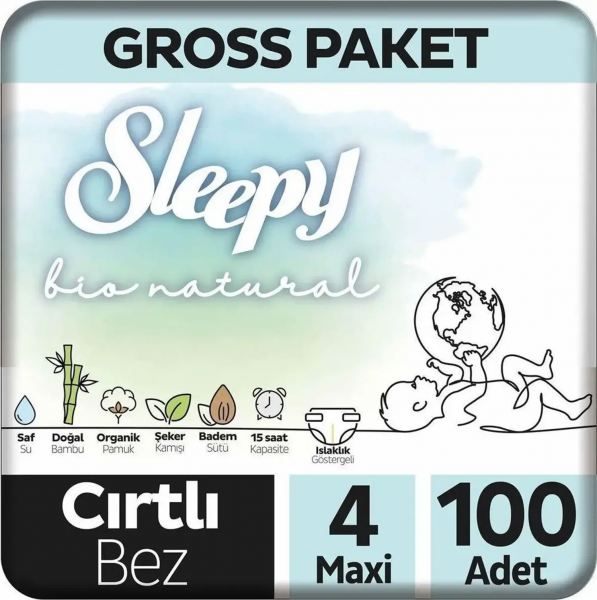 Sleepy Bio Natural 4 Beden 100 Adet Bebek Bezi