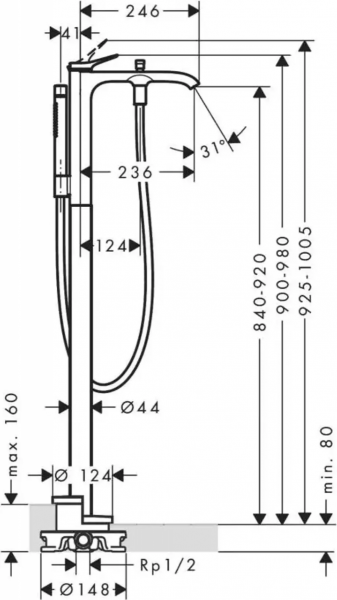 Hansgrohe Vivenis 75445000 Küvet Bataryası