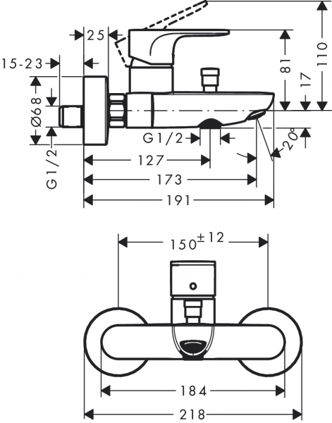 Hansgrohe Rebris S 72440000 Banyo Bataryası