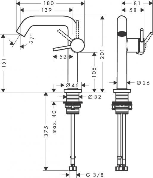 Hansgrohe Tecturis S 73340000 Lavabo Bataryası