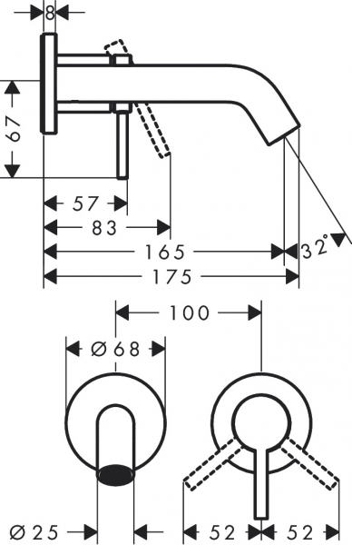 Hansgrohe Tecturis S 73350670 Lavabo Bataryası (Mat Siyah)