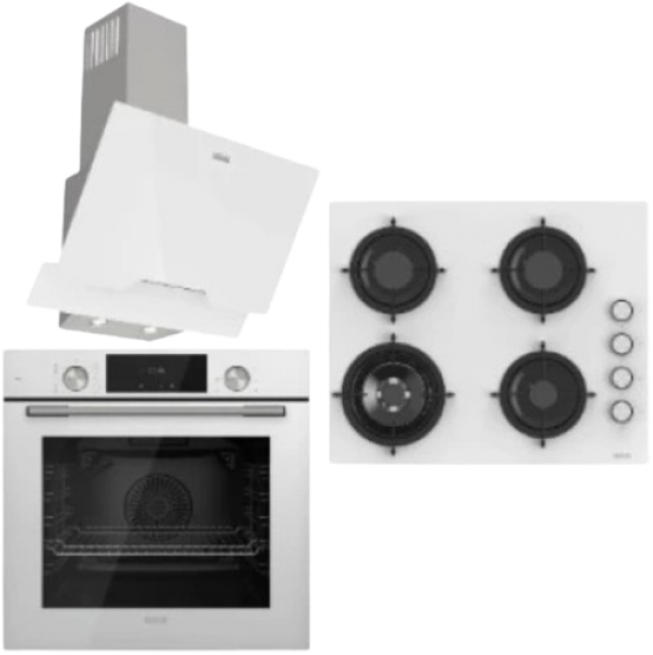 Uğur Yeni Fry Art Cam Set Beyaz Ankastre Set UAO 6541W1 BCO EDR1 + UAF 6011D BCPET + UAD 6022D BA4D