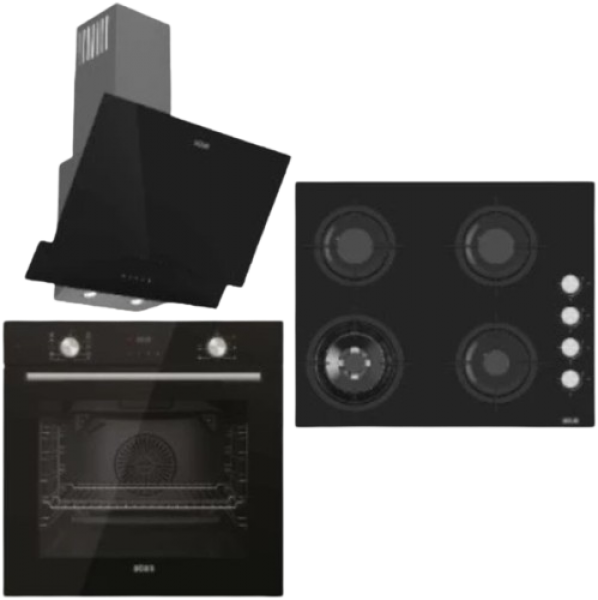 Uğur Yeni Fry Art Cam Siyah Ankastre Set UAO 6040W0 SCY CSR1 + UAF 6011D SCPET + UAD 6011 SA3DHD