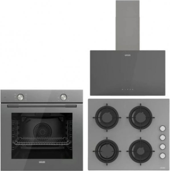 Uğur Gri Ankastre Set UAO 6040W0 GCY CSR1 + UAF 608 GCPET + UAD 6011 GA3D