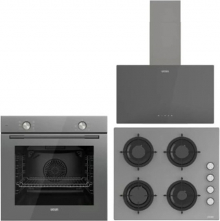 Uğur Gri Ankastre Set UAO 6040W0 GCY CSR1 + UAF 608 GCPET + UAD 6011 GA3D
