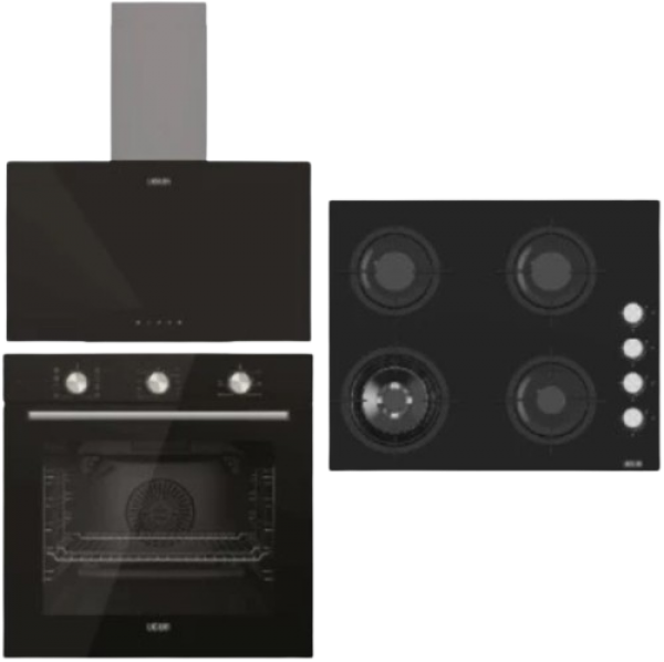 Uğur Cam Siyah Ankastre Set UAO 6041W3 SCY RSR1 + UAF 609M SCPET + UAD 6012G SA3D