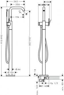 Hansgrohe Tecturis S 73440000 Küvet Bataryası