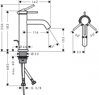 Hansgrohe Tecturis S 73310670 Lavabo Bataryası
