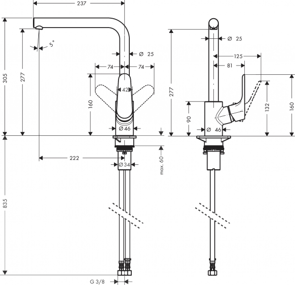 Hansgrohe Focus 31817000 Eviye Bataryası