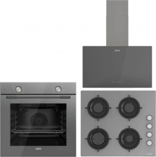 Uğur Gri Ankastre Set UAO 6040W0 GCY CSR1 + UAF 608 GCPET + UAD 6011 GA3D