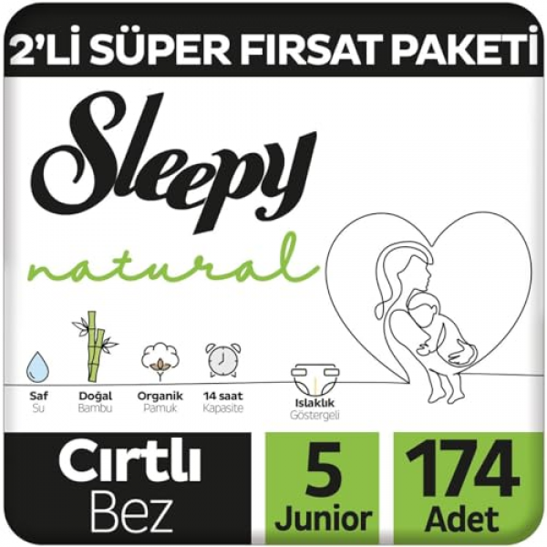 Sleepy Natural 5 Beden 174 Adet Bebek Bezi