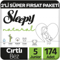 Sleepy Natural 5 Beden 174 Adet Bebek Bezi