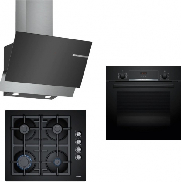 Bosch Siyah Cam Ankastre Set POP6C6O90O + HBF534EB0T + DWK65AD60R