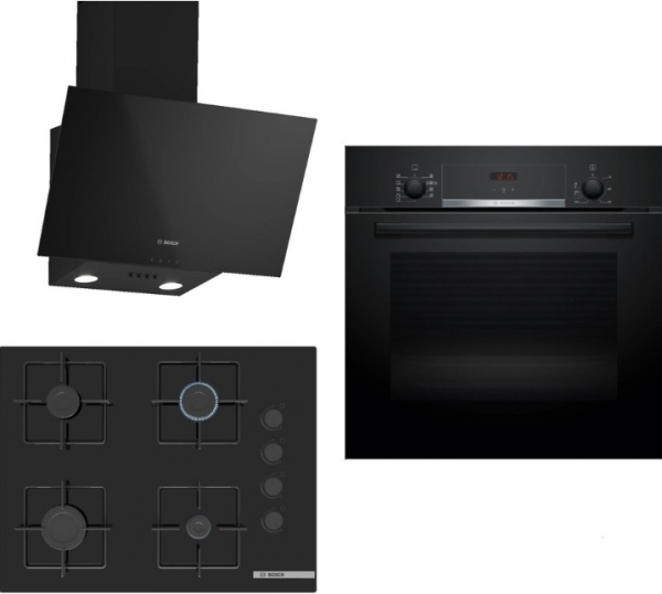Bosch Siyah 3 Lü Ankastre Set POP7C6P30O + HBF534EB3T + DWK63PJ60T