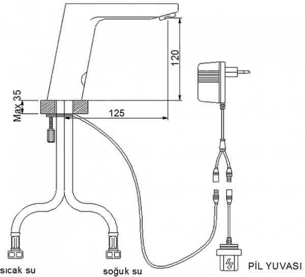 Newarc Power 513521 Lavabo Bataryası