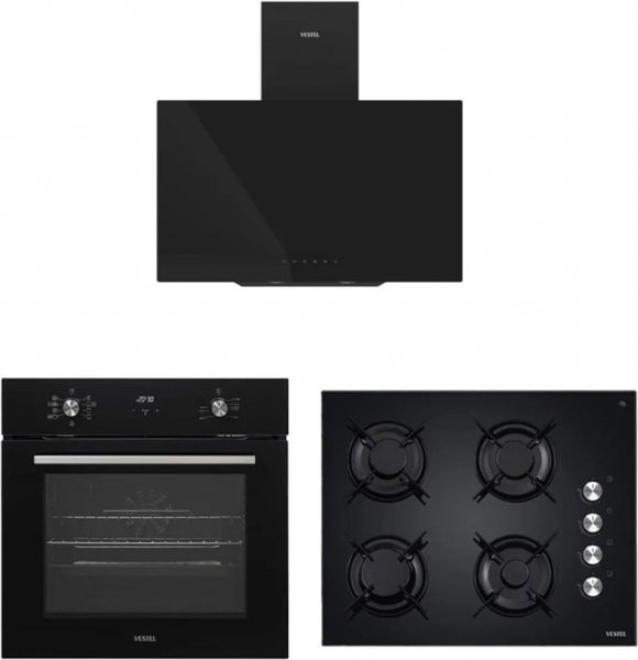 Vestel Siyah Ankastre Set AO-65104 S + AF-7684 YS + AD-63340 S
