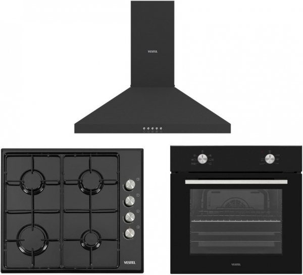 Vestel Siyah Ankastre Set AO-6004 YS + AF-4661 YS + AD-60030 S