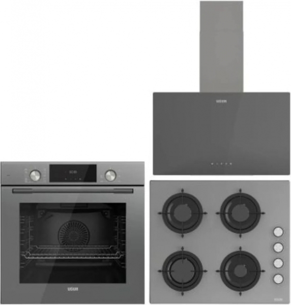 Uğur Gri Ankastre Set UAO 6040W0 GCY CSR1 + UAF 6011D GCPET + UAD 6011 GA3D