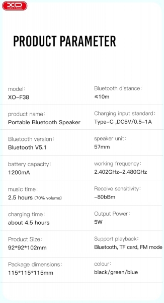 XO F38 Bluetooth Hoparlör