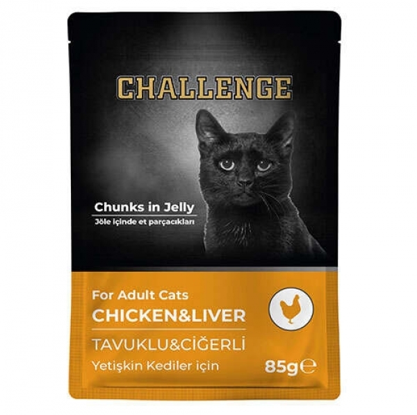 Challenge Pouch Tavuklu Ciğerli Yetişkin 85 gr Kedi Maması
