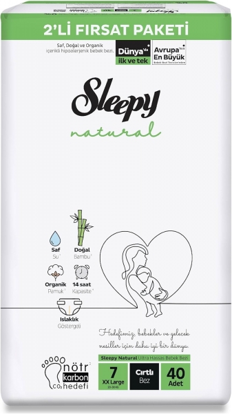 Sleepy Natural 7 Beden 40 Adet Bebek Bezi