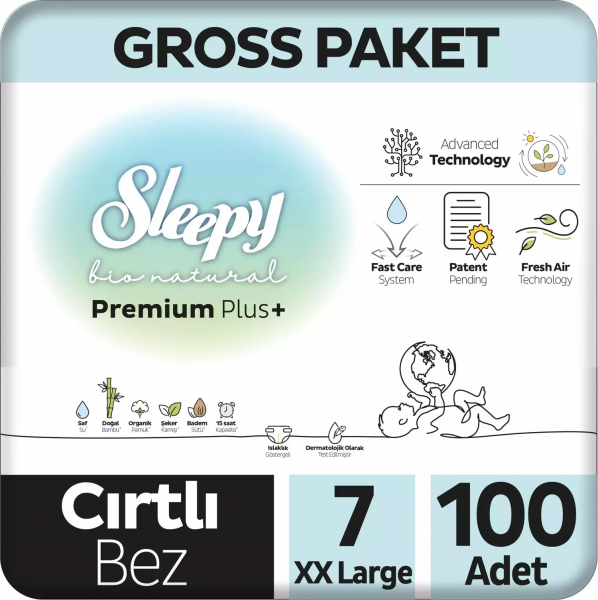 Sleepy Bio Natural 7 Beden 100 Adet Bebek Bezi