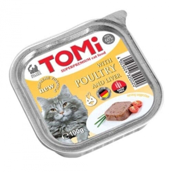 Tomi Ciğerli ve Kümes Hayvanlı Pate 100 gr Kedi Maması