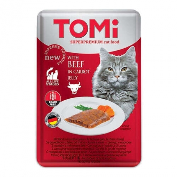 Tomi Pouch Pate Dana Eti ve Havuç Tahılsız 100 gr Kedi Maması