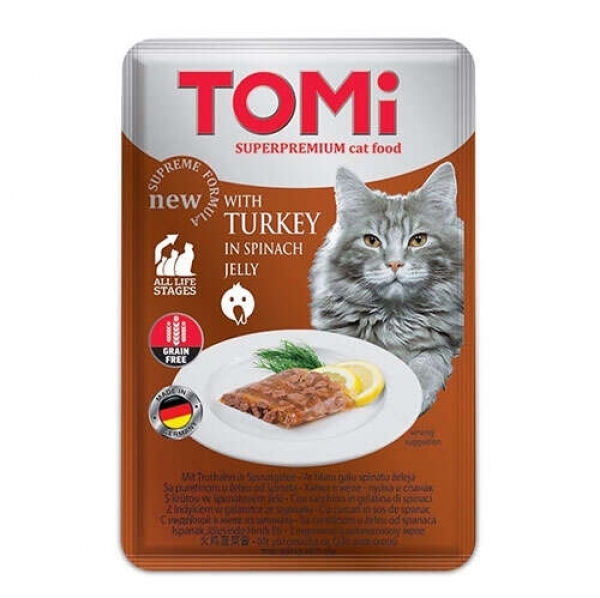 Tomi Pouch Pate Hindi ve Ispanaklı Tahılsız 100 gr Kedi Maması