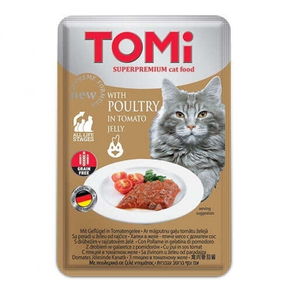 Tomi Pouch Pate Kümes Hayvanı ve Domates Tahılsız 100 gr Kedi Maması