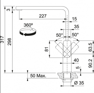 Franke Mythos Doccia 115.0547.853 Eviye Bataryası