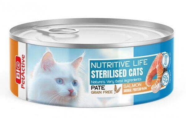 Bio Pet Active Nutritive Life Somonlu Ezme Kısırlaştırılmış 80 gr Kedi Maması