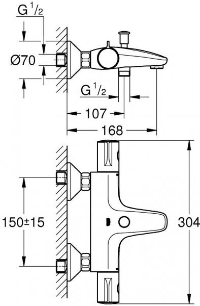 Grohe Grohtherm 1022032430 Banyo Bataryası