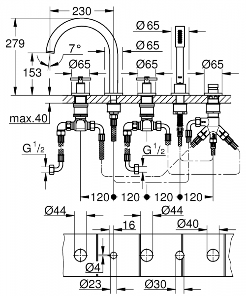 Grohe Atrio 19923003 Küvet Bataryası