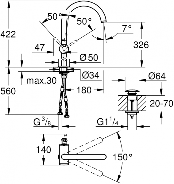 Grohe Atrio XL 24365AL0 Lavabo Bataryası