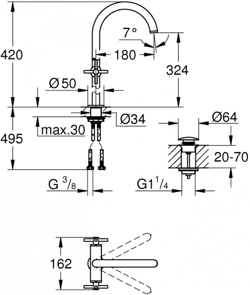 Grohe Atrio XL 21149AL0 Lavabo Bataryası