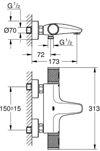 Grohe Grohtherm 1000 Performance 34830000 Banyo Bataryası