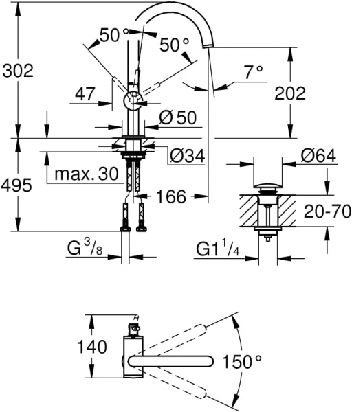Grohe Atrio L 24362AL0 Lavabo Bataryası
