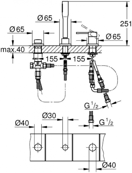 Grohe Essence 19976001 Küvet Bataryası