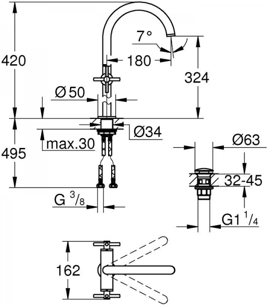 Grohe Atrio XL 21149000 Lavabo Bataryası