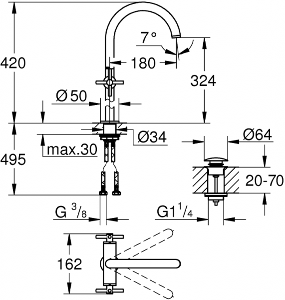 Grohe Atrio XL 21149DC0 Lavabo Bataryası
