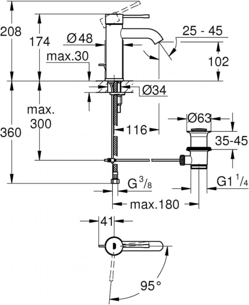 Grohe Essence 24180001 Lavabo Bataryası