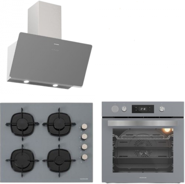 Silverline Buhar Destekli Gri Ankastre Set CS5335S01 + BO65P4S01 + 3457