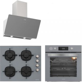 Silverline Buhar Destekli Gri Ankastre Set CS5335S01 + BO65P4S01 + 3457