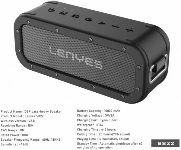 Lenyes S822 Bluetooth Hoparlör