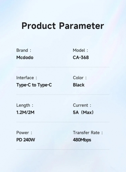 Mcdodo CA-3680 240W Şarj Kablosu (1.2 m)