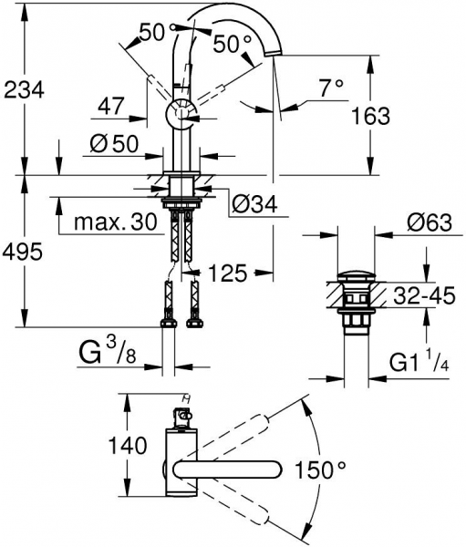 Grohe Atrio M 24363GL0 Lavabo Bataryası