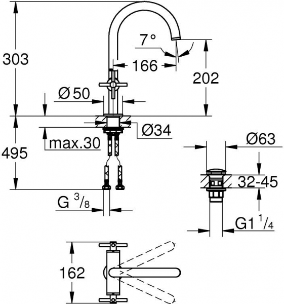 Grohe Atrio L 21144000 Lavabo Bataryası